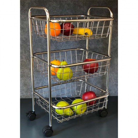 Kitchen Utility Trolley Basket (3 Tier)